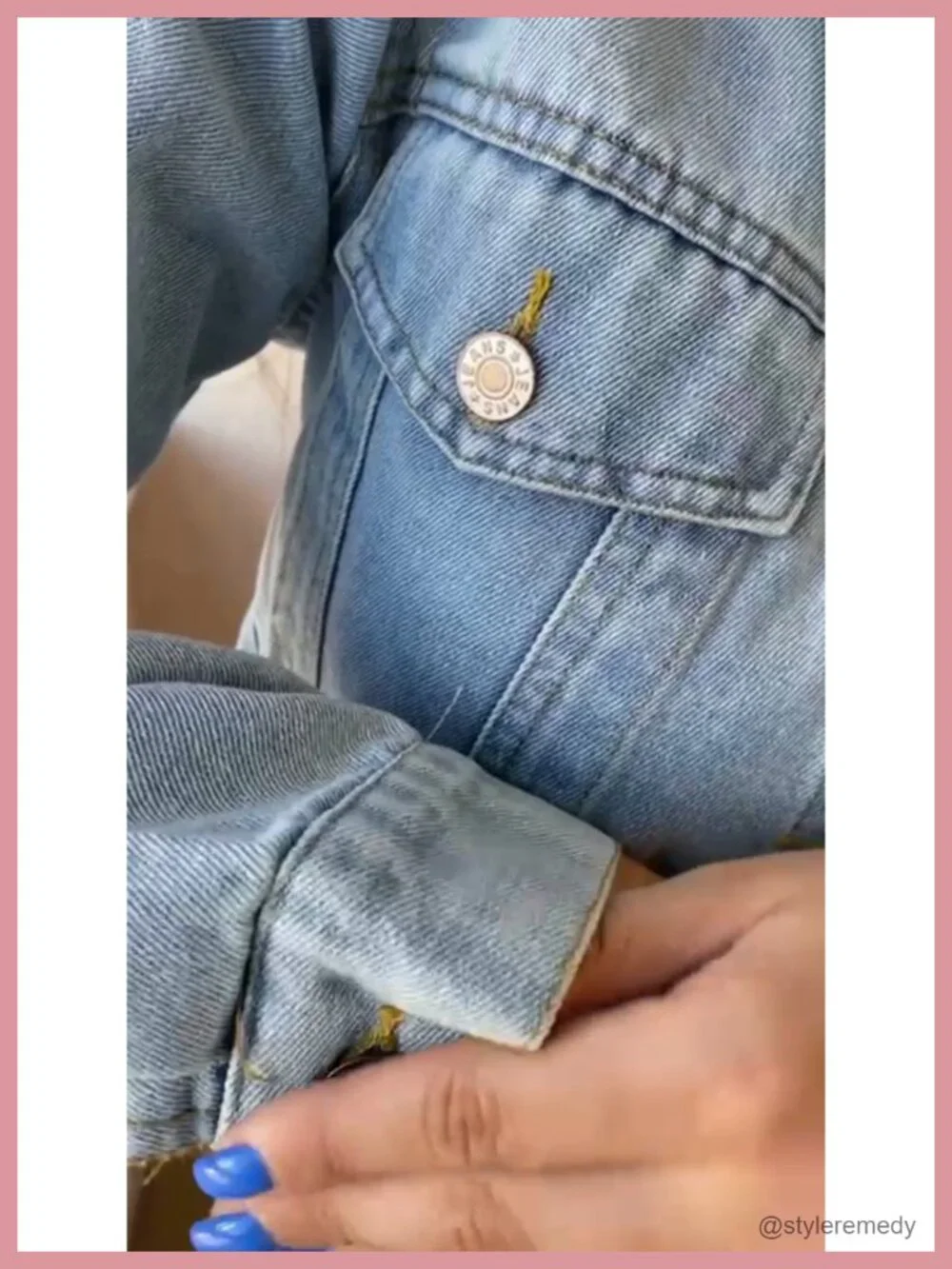 Cropped Denim Jacket Women Button Up Ripped Frayed Distressed Vintage